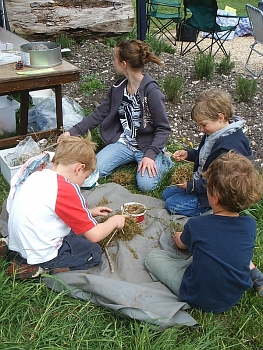 Children making nests